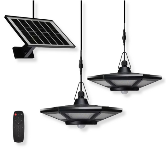 Σετ 2τμχ Ηλιακό Φωτιστικό 360LED Λευκού Φωτισμού 6000K με Ανίχνευση Κίνησης & Τηλεχειρισμό IP65 OEM